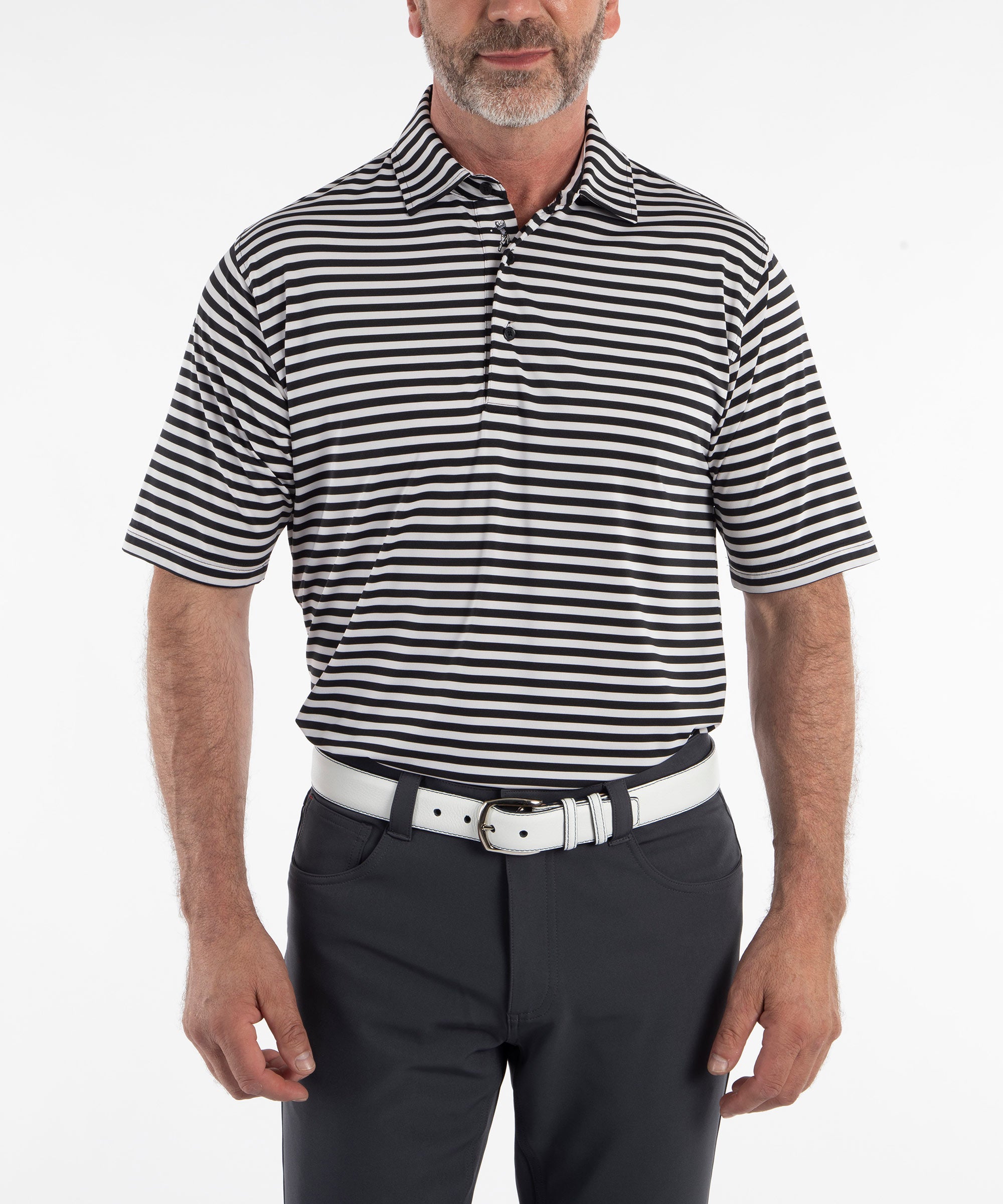 Performance Feed Stripe Short Sleeve Polo Shirt