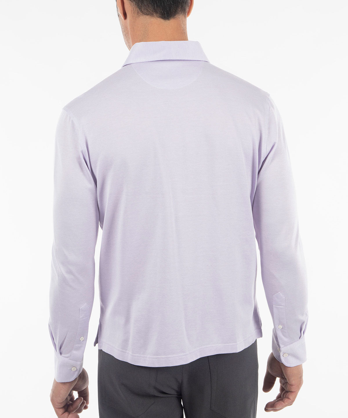 Signature Cotton Knit Long-Sleeve Button-Down Sport Shirt