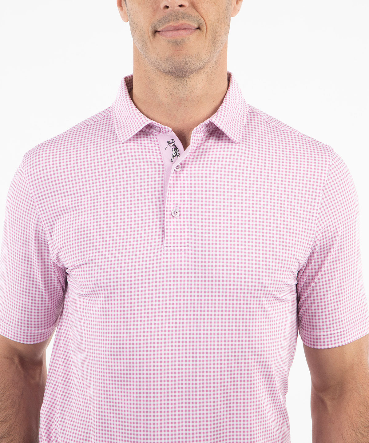 Performance Jersey Gingham Print Polo