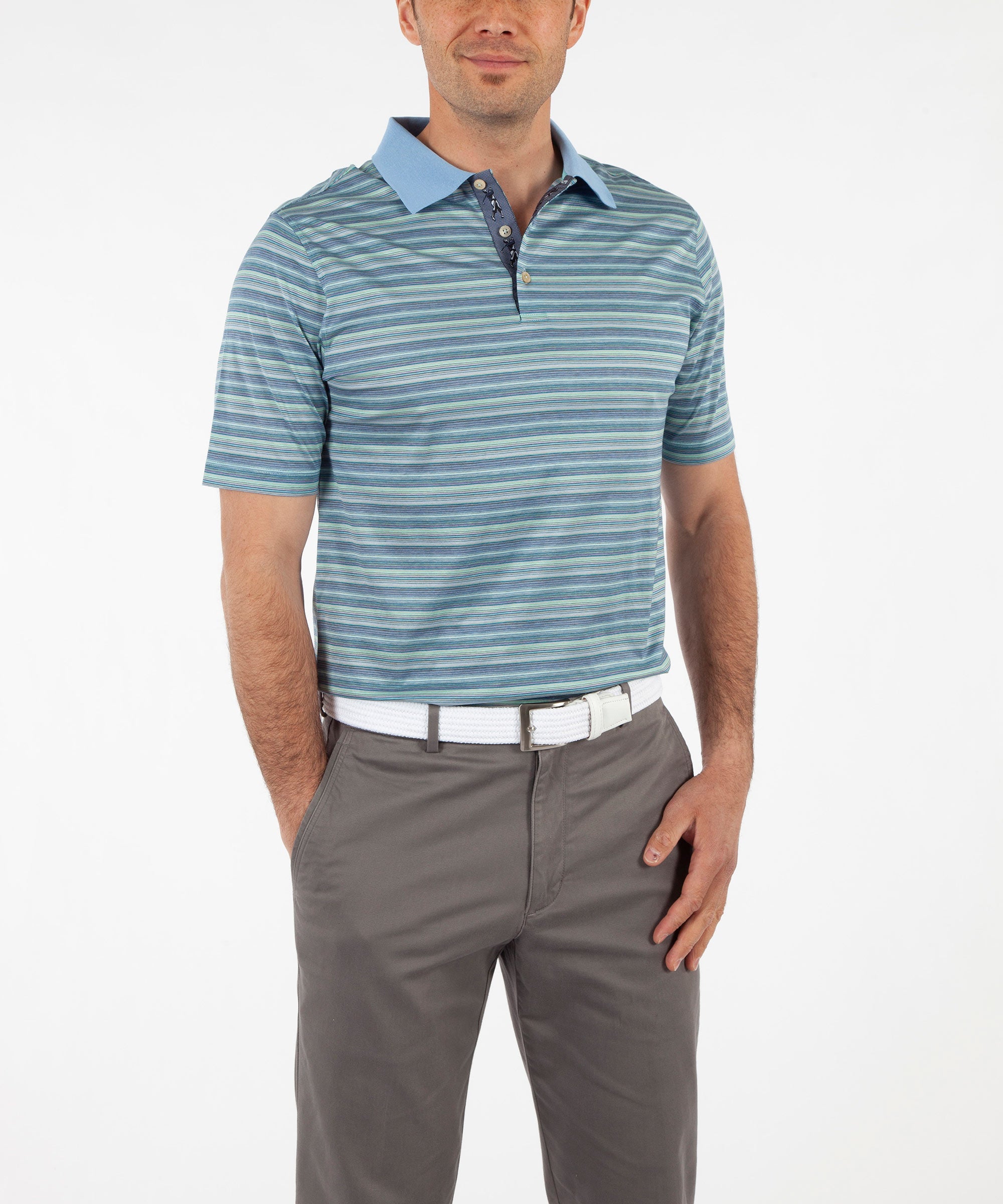 Heritage Luxe 100% Italian Cotton Jersey Multi-Stripe Polo Shirt