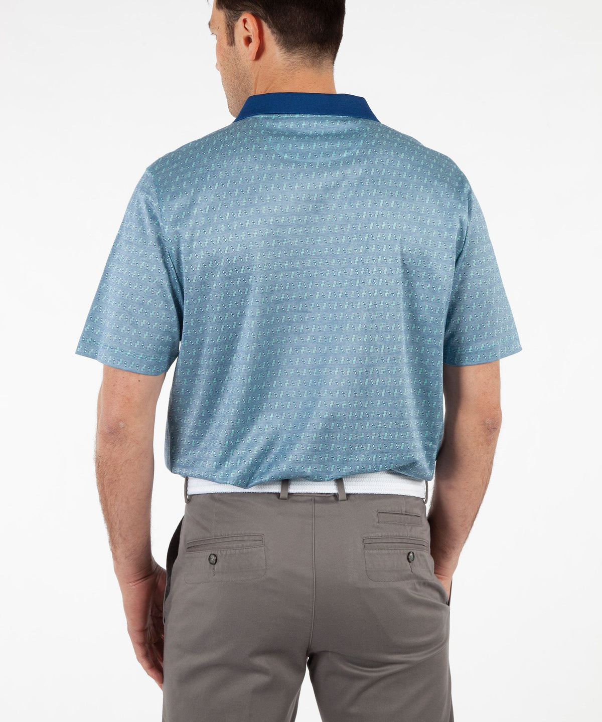 Heritage Luxe 100% Italian Cotton Jacquard Squares Polo Shirt