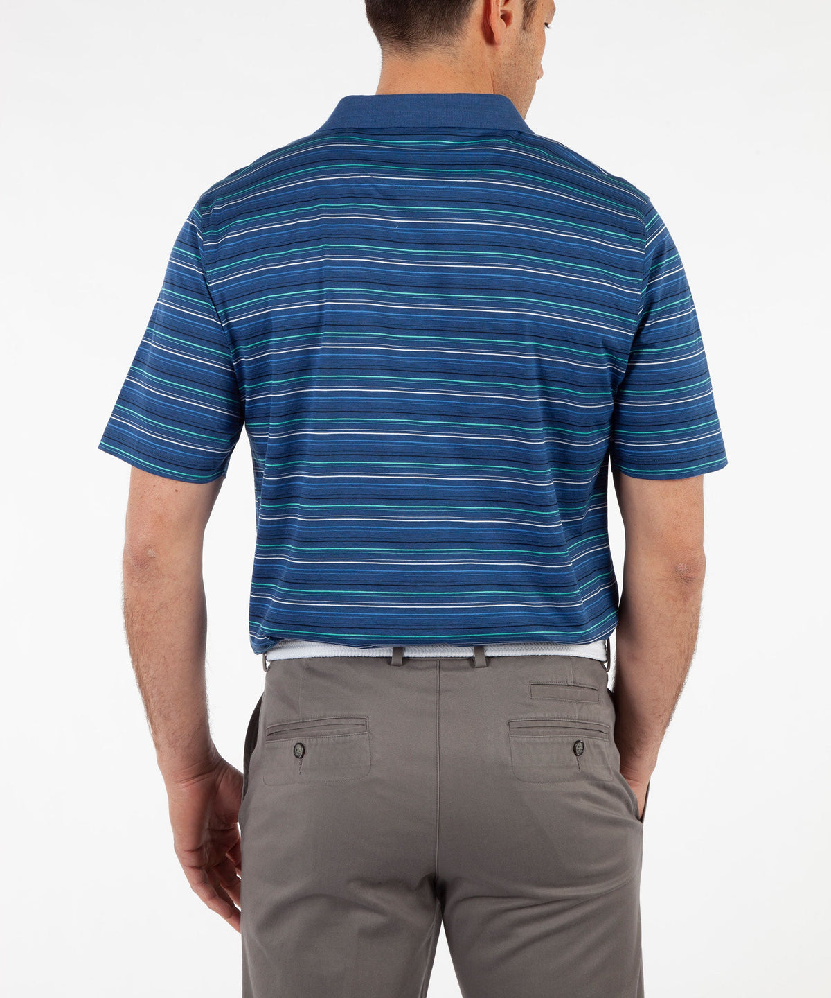Heritage Luxe 100% Italian Cotton Jersey Multi-Pinstripe Jersey Polo Shirt