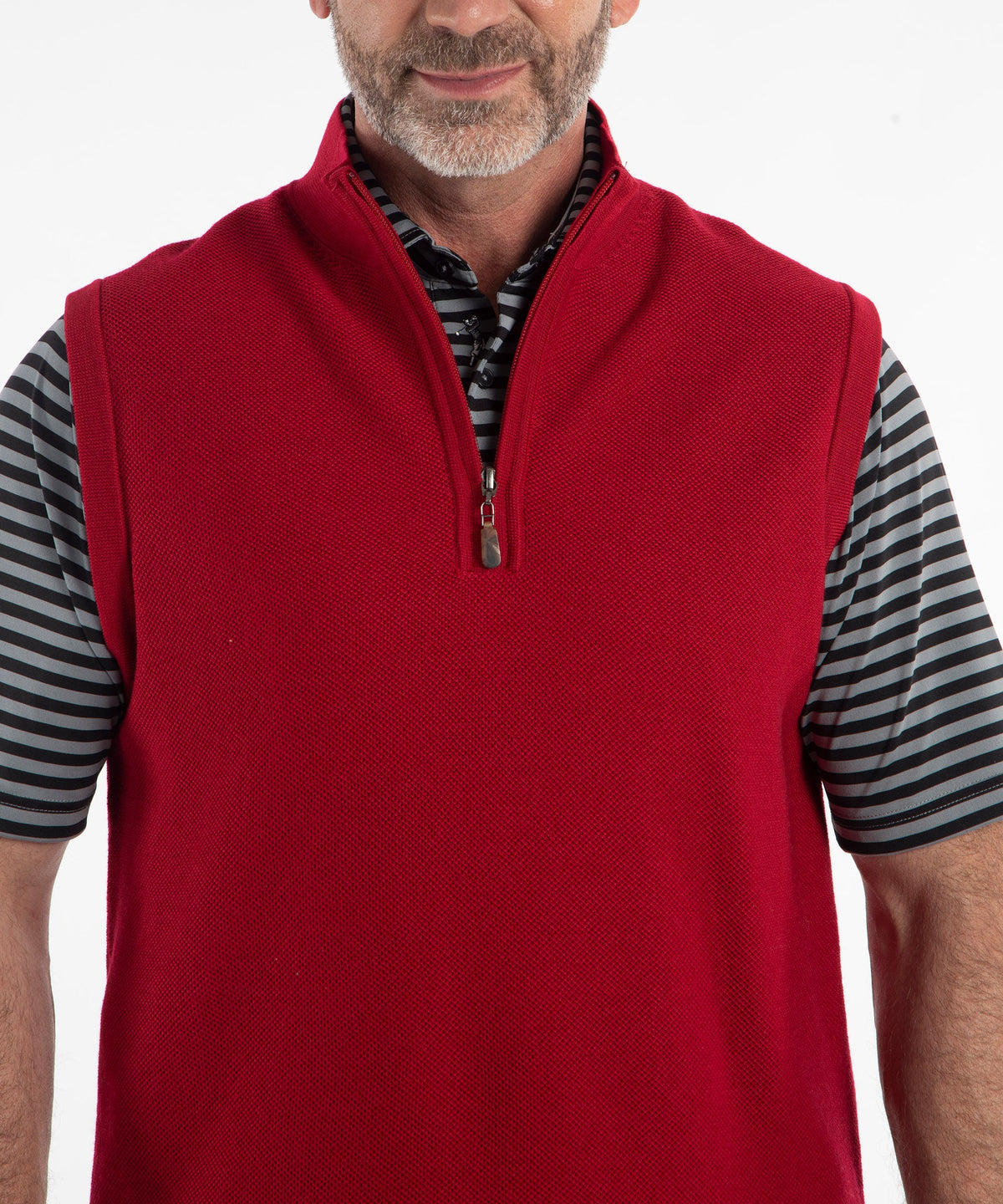 Signature Merino Tuck-Stitch Quarter-Zip Lined Wind Sweater Vest