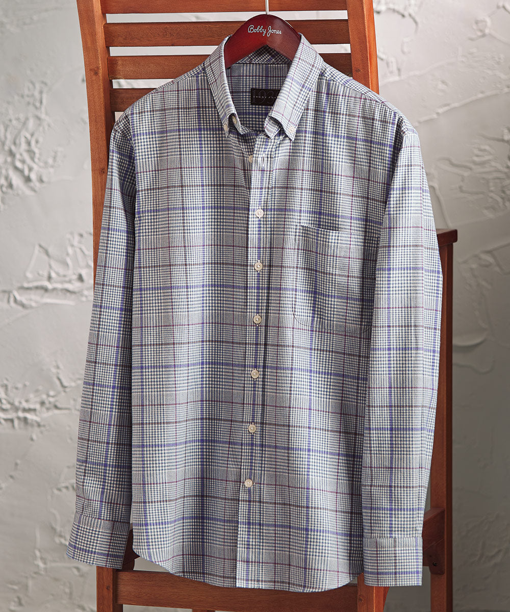 Deco Glen Plaid 100% Cotton Brushed Cotton Long Sleeve Sport Shirt