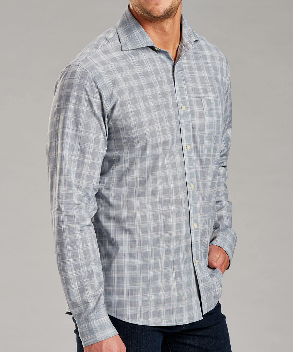 Rule 18 Luxe Cotton Ghost Plaid Long Sleeve Sport Shirt